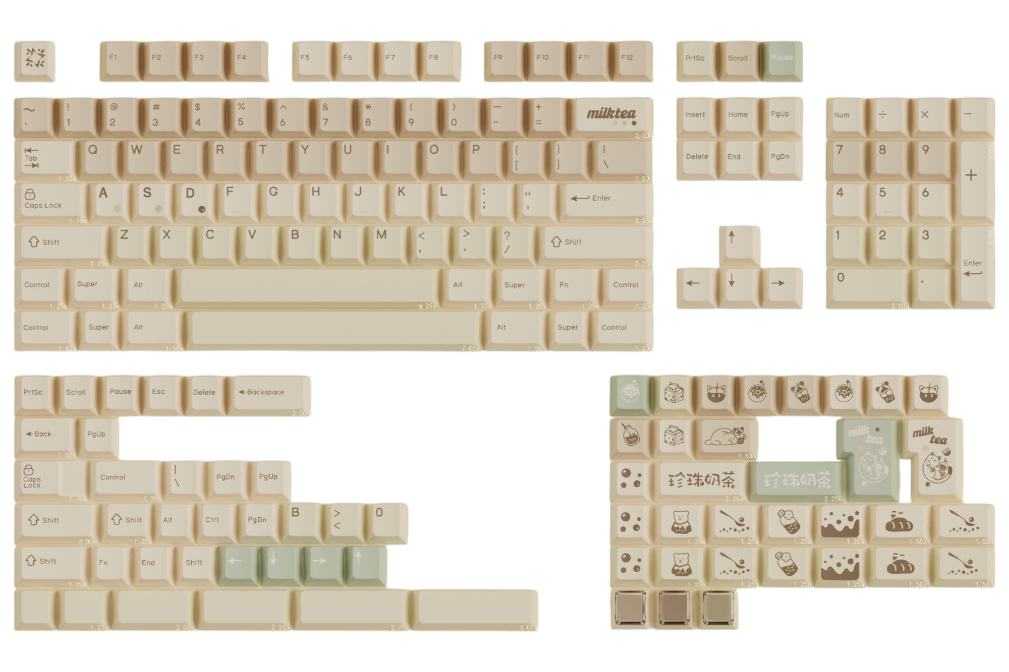 milktea♡ Qwertykeys Pearl Milk Tea Keycap Kit · Milktooth